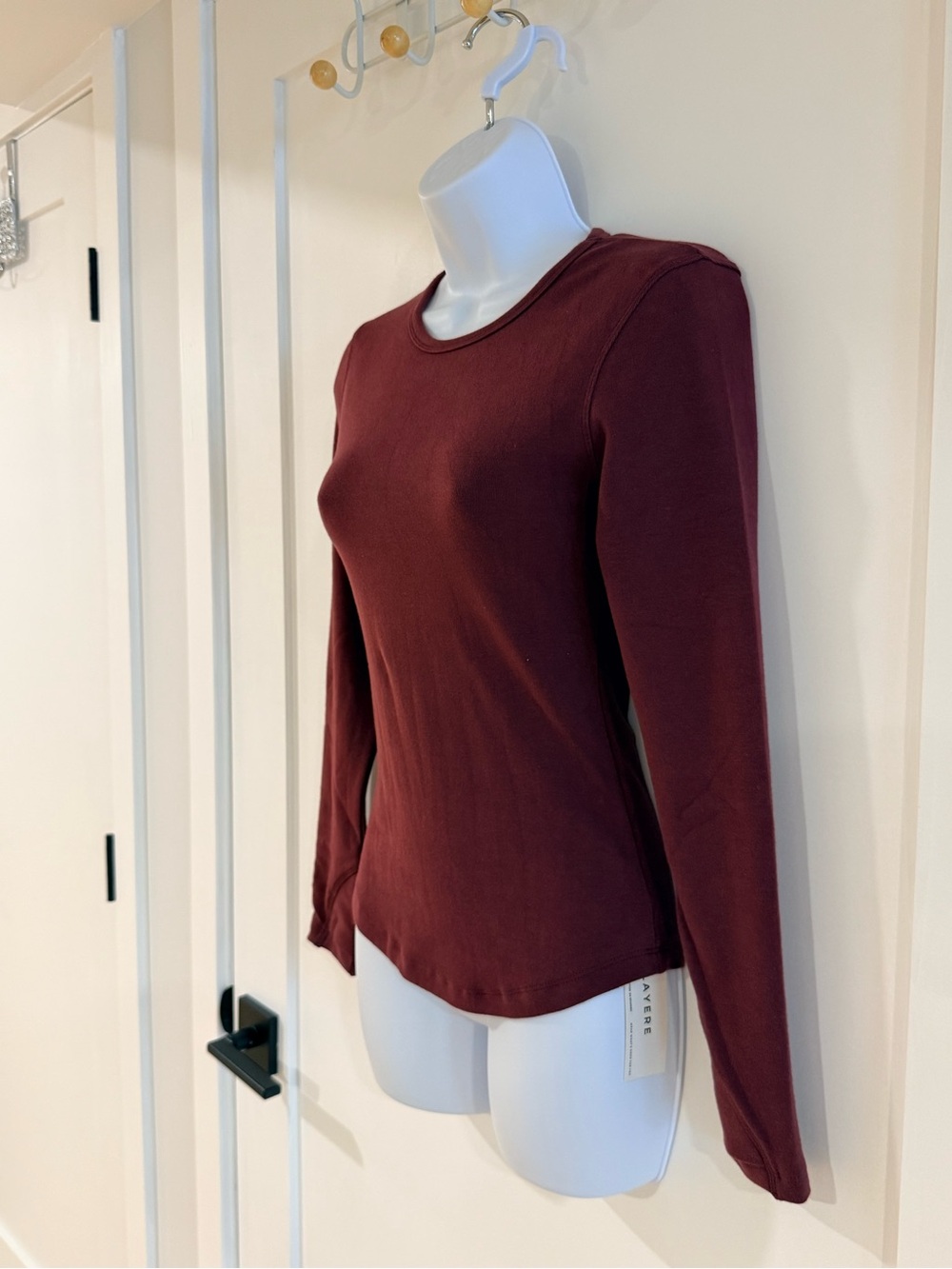 LAYERE Organic Cotton Full length Long Sleeve Top Cherry Red Brandnew - Picture 10 of 13
